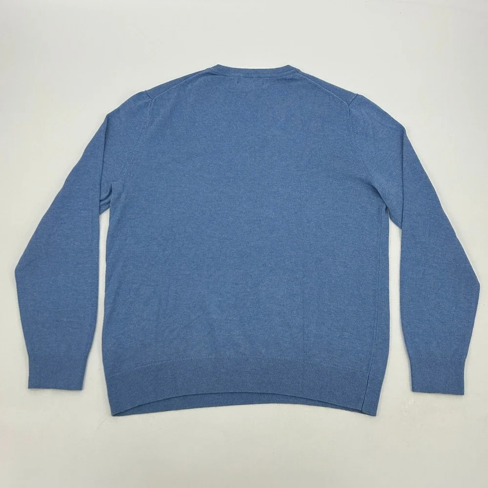 Banana Republic V-Neck Sweater Mens Medium Blue Silk Cashmere Blend Luxe Yarn